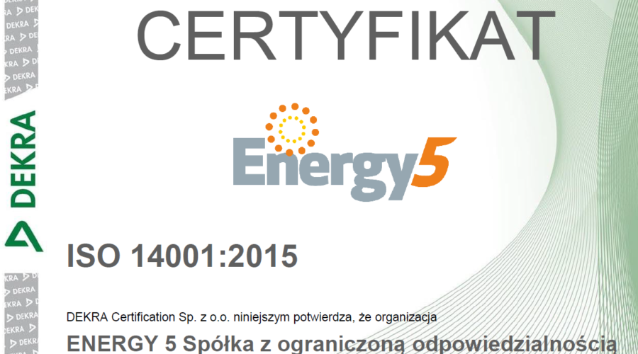 Działamy zgodnie z normą ISO 14001:2015