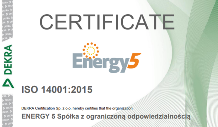We operate in accordance with the ISO 14001: 2015 standard