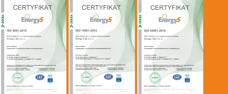 Spełnienie wymogów norm ISO 9001:2015, 45001:2018, 14001:2015